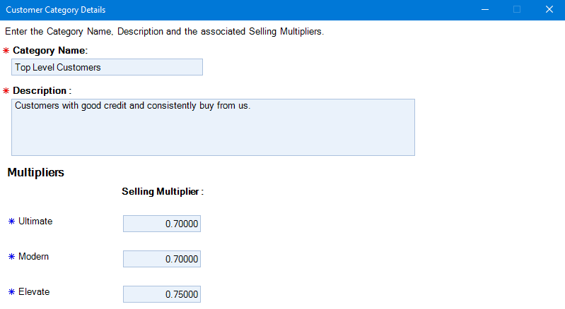 OMS - End Customer Levels and Multipliers